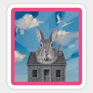 watercolor painting rabbit house Sticker